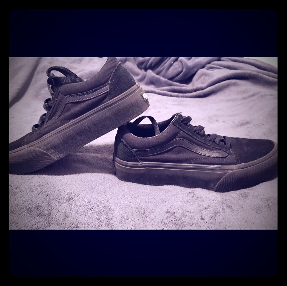 COPY - Solid Black Platform Vans